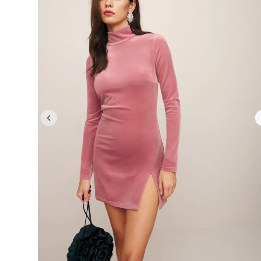 Reformation Libra Dress Light Pink Velvet - NWT - size Small
